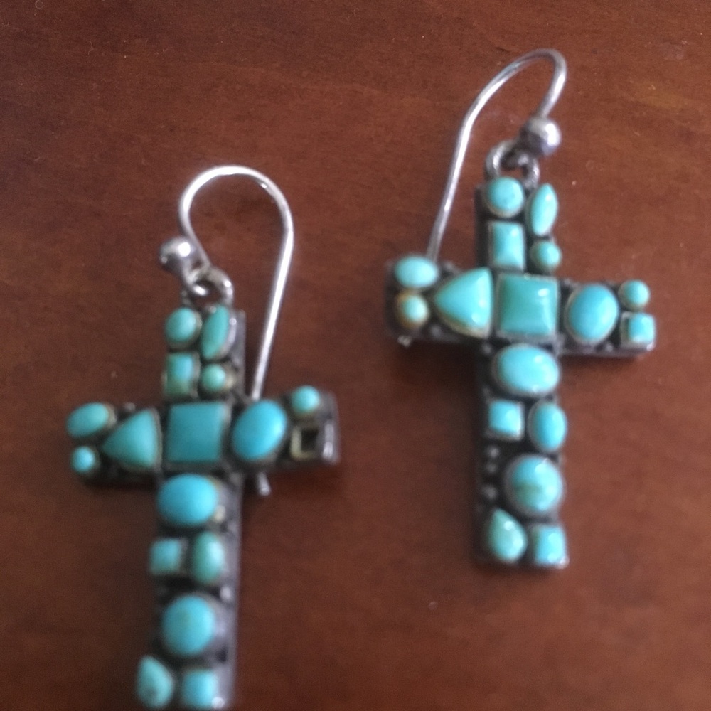 Vintage Turquoise cross earrings
